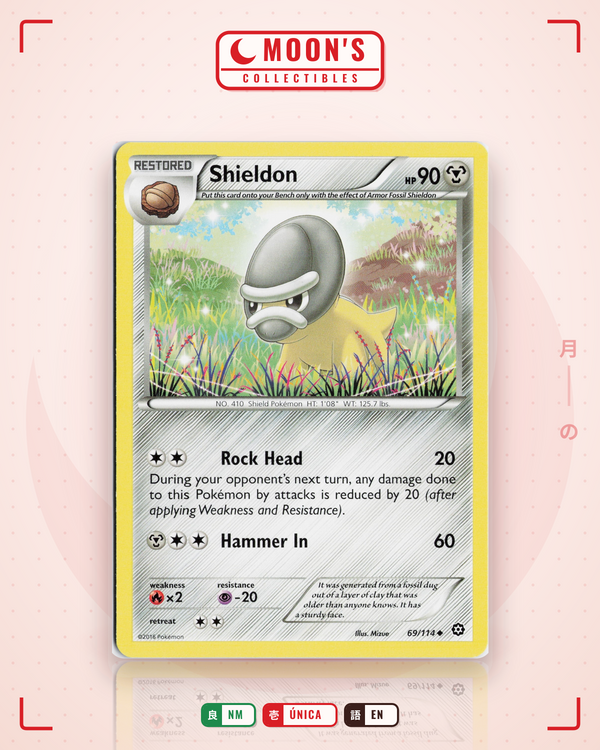 Carta Pokémon Shieldon · Steam Siege #69/114 (NM) — pieza única en Moon's Collectibles México