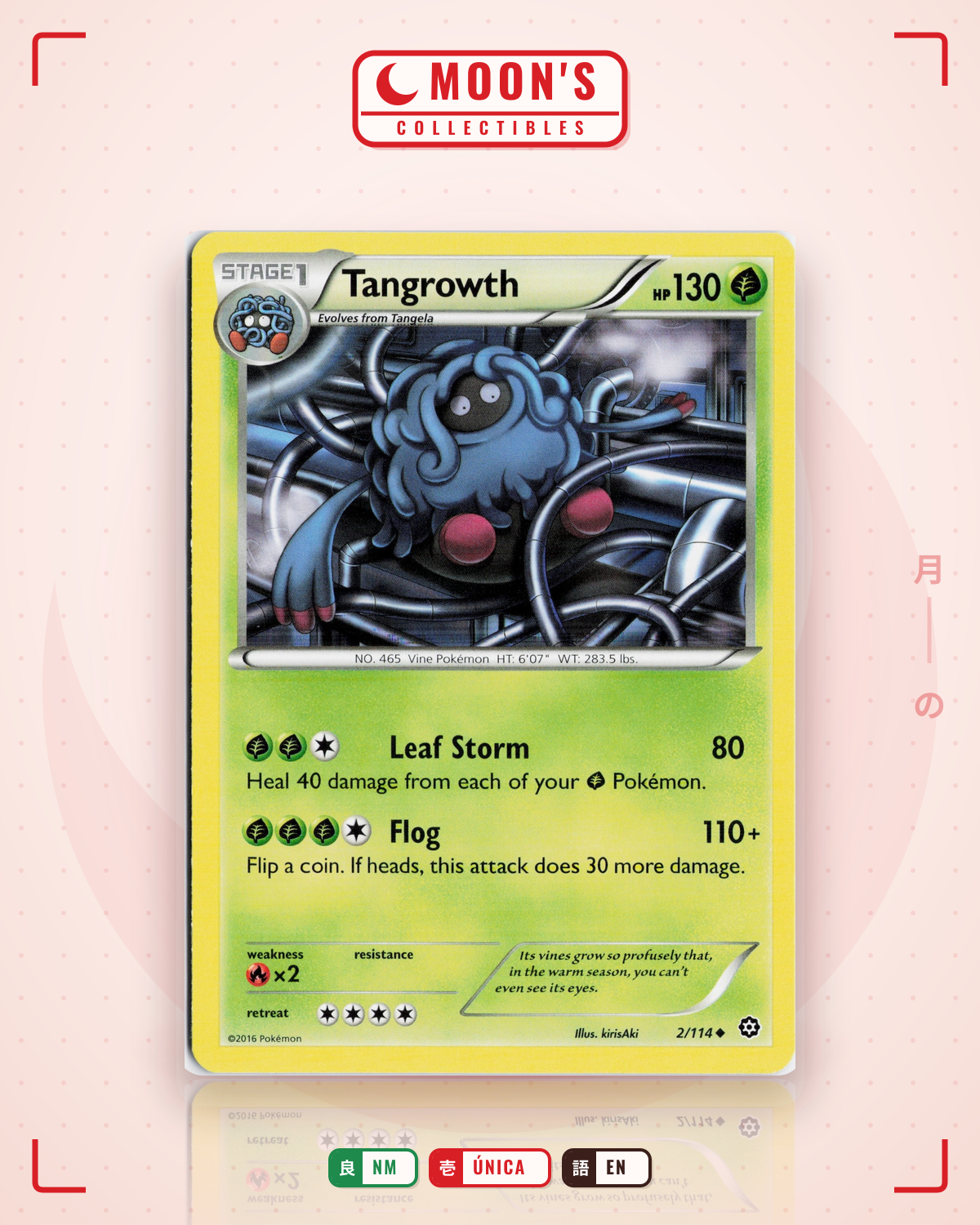 Carta Pokémon Tangrowth · Steam Siege #2/114 (NM) — pieza única en Moon's Collectibles México