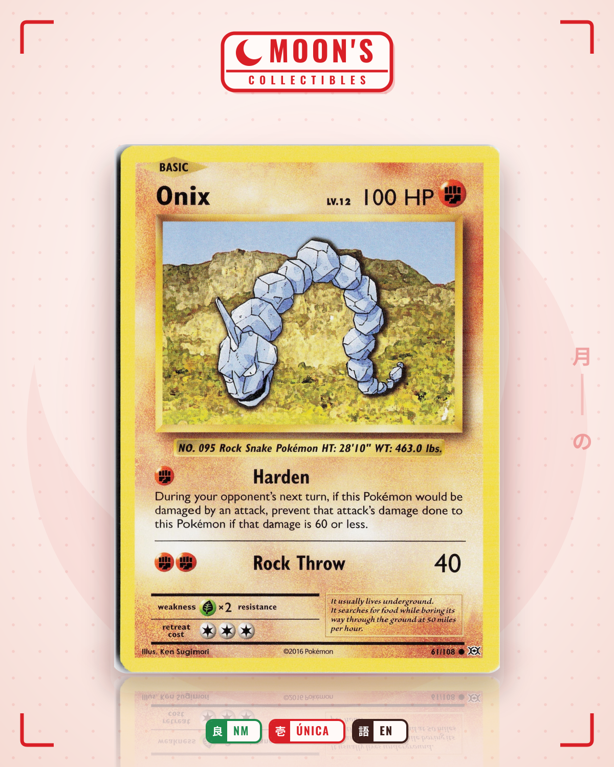 Carta Pokémon Onix · Evolutions #61/108 (NM) — pieza única en Moon's Collectibles México