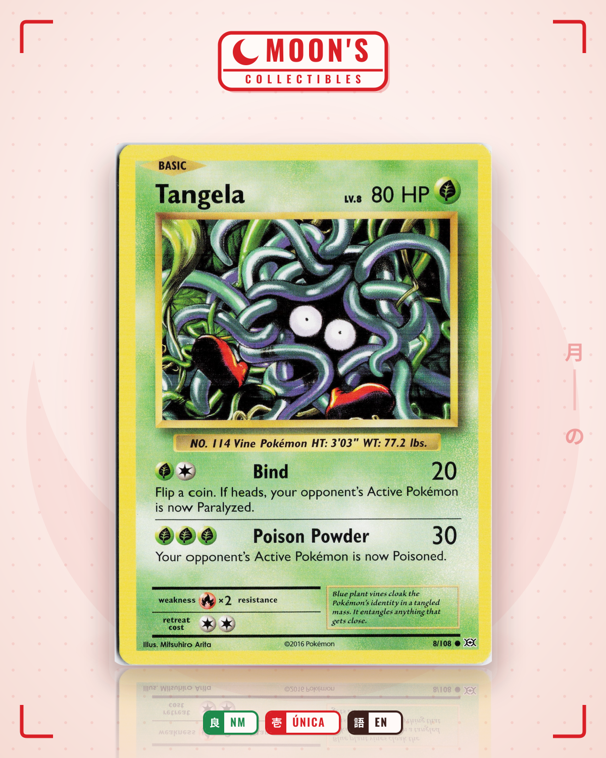 Carta Pokémon Tangela · Evolutions #8/108 (NM) — pieza única en Moon's Collectibles México