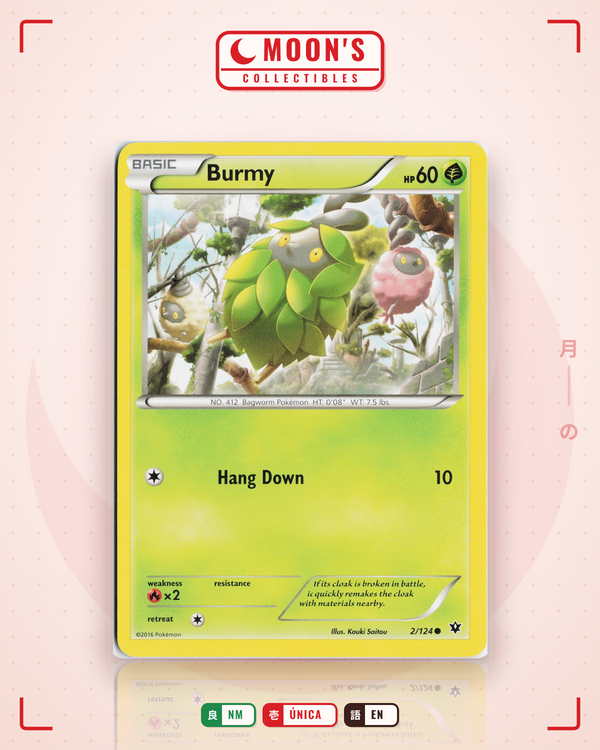 Carta Pokémon Burmy · Fates Collide #2/124 (NM) — pieza única en Moon's Collectibles México
