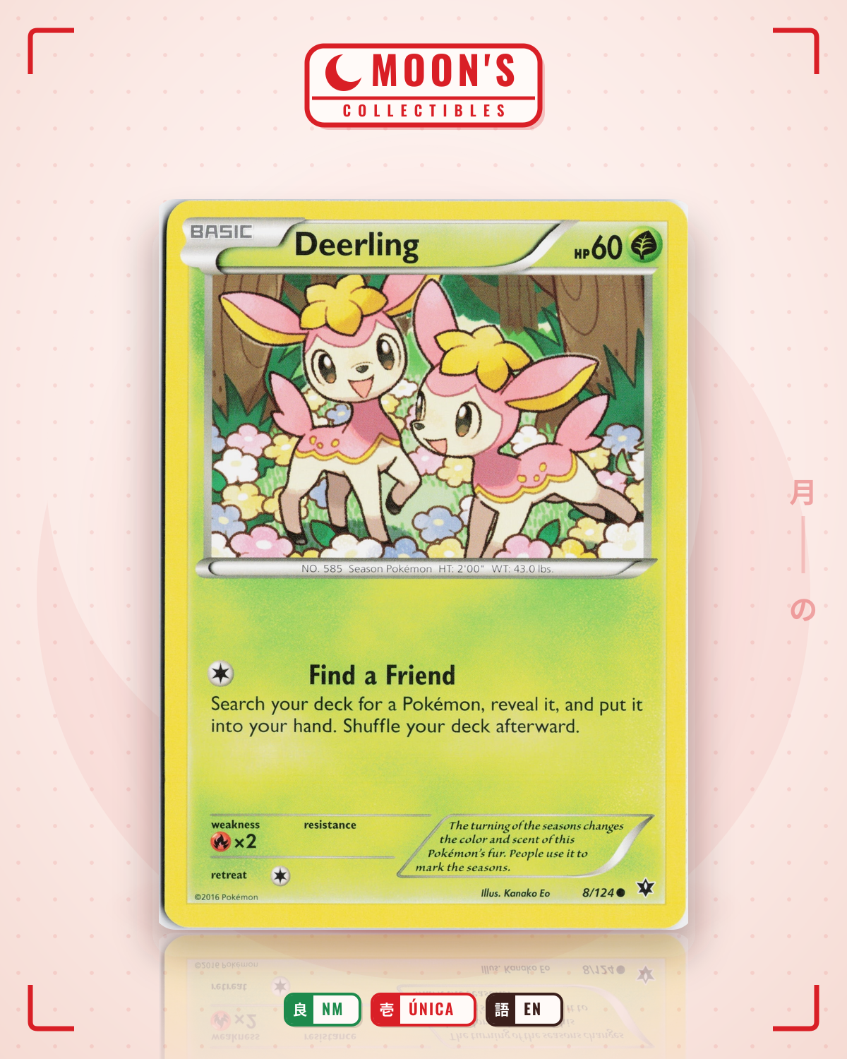 Carta Pokémon Deerling · Fates Collide #8/124 (NM) — pieza única en Moon's Collectibles México