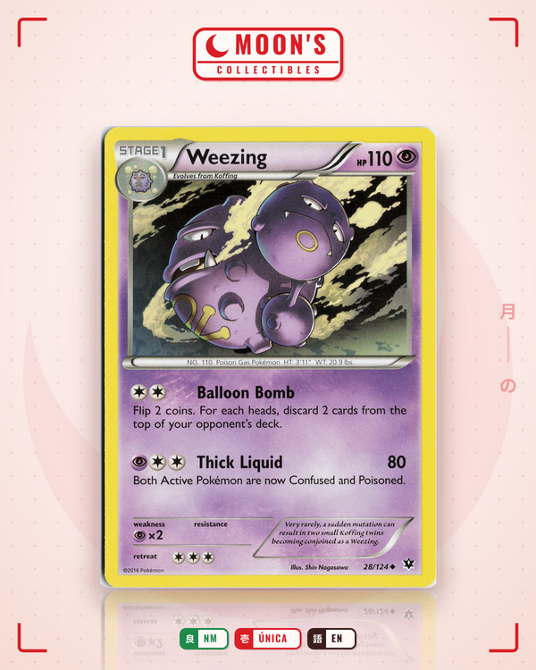 Carta Pokémon Weezing · Fates Collide #28/124 (NM) — pieza única en Moon's Collectibles México