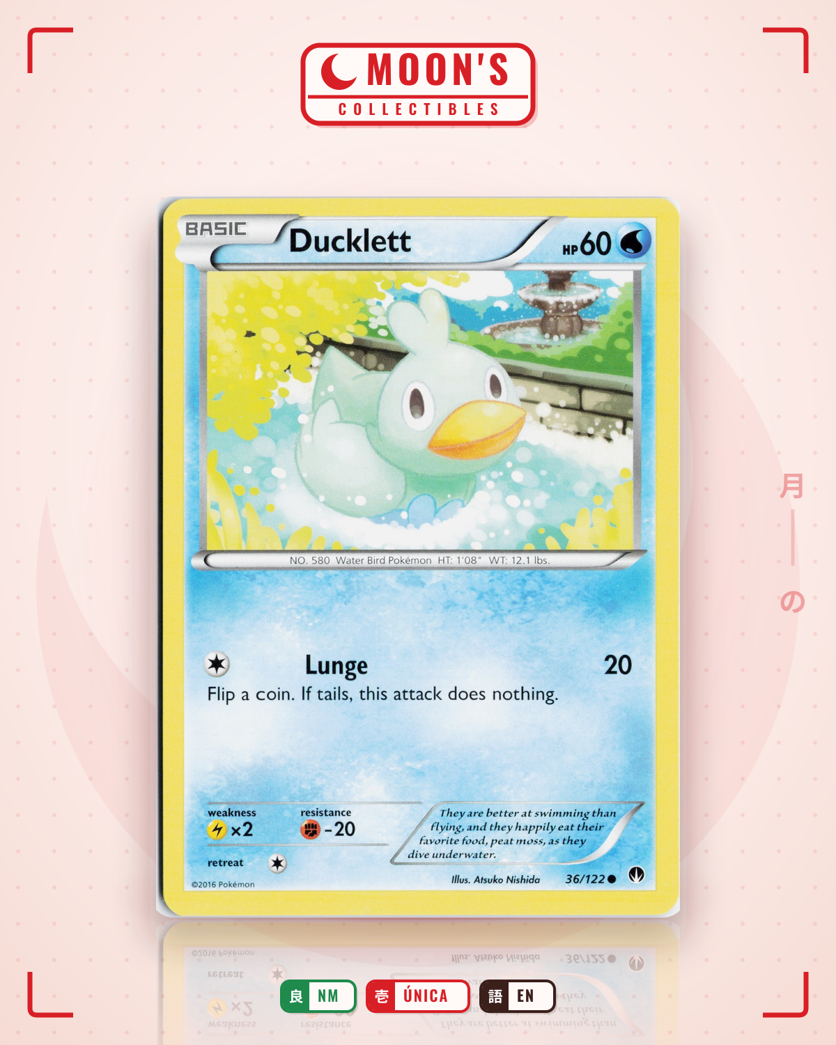 Carta Pokémon Ducklett · BREAKpoint #36/122 (NM) — pieza única en Moon's Collectibles México