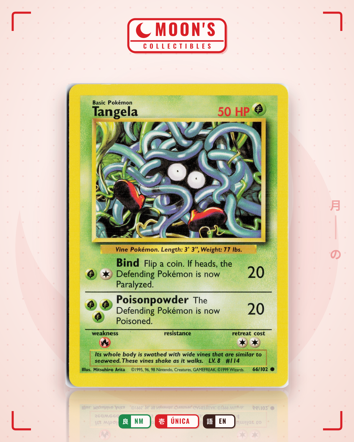 Carta Pokémon Tangela · Base Set 2 #96/130 (NM) — pieza única en Moon's Collectibles México