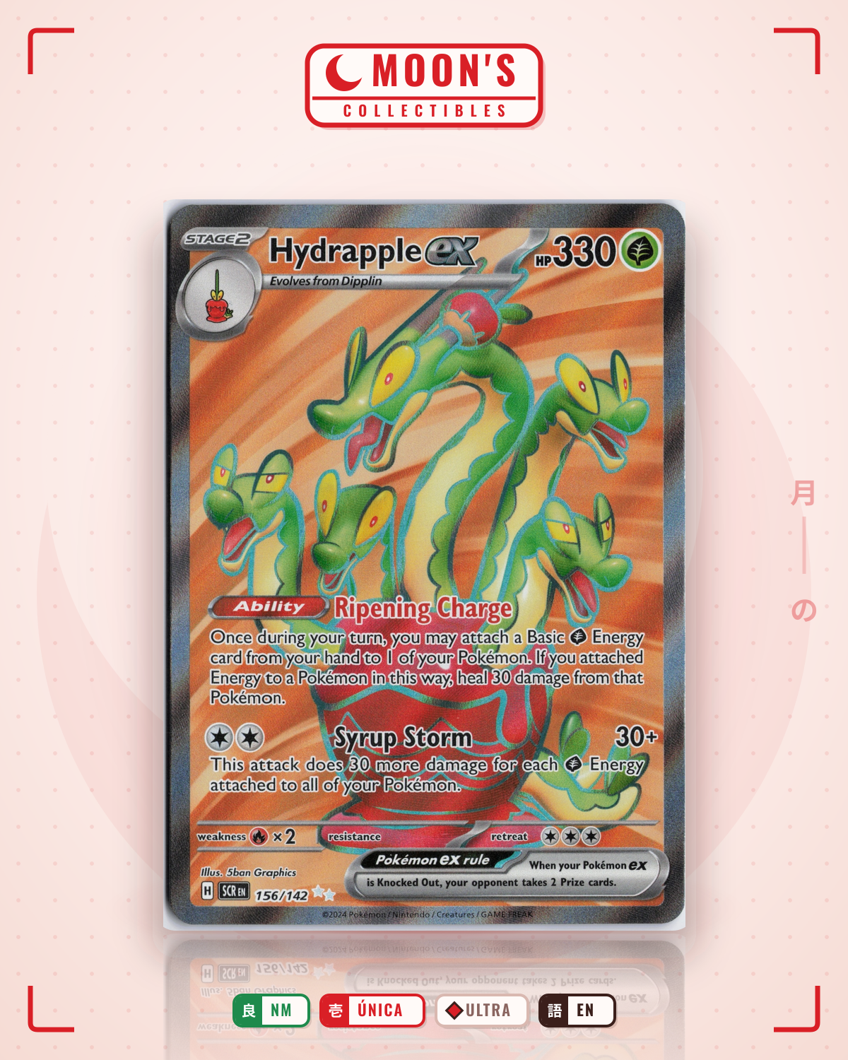 Carta Pokémon Hydrapple ex · Stellar Crown #156/142 (NM) — pieza única en Moon's Collectibles México