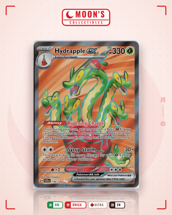 Carta Pokémon Hydrapple ex · Stellar Crown #156/142 (NM) — pieza única en Moon's Collectibles México