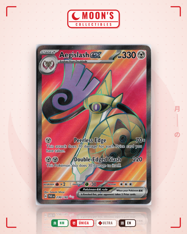 Carta Pokémon Aegislash ex · Paradox Rift #230/182 (NM) — pieza única en Moon's Collectibles México