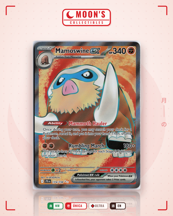 Carta Pokémon Mamoswine ex · Journey Together #174/159 (NM) — pieza única en Moon's Collectibles México