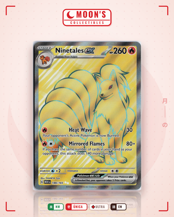 Carta Pokémon Ninetales ex · 151 #186/165 (NM) — pieza única en Moon's Collectibles México