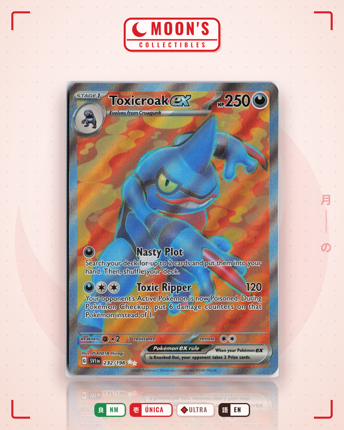 Carta Pokémon Toxicroak ex · Scarlet & Violet #232/198 (NM) — pieza única en Moon's Collectibles México