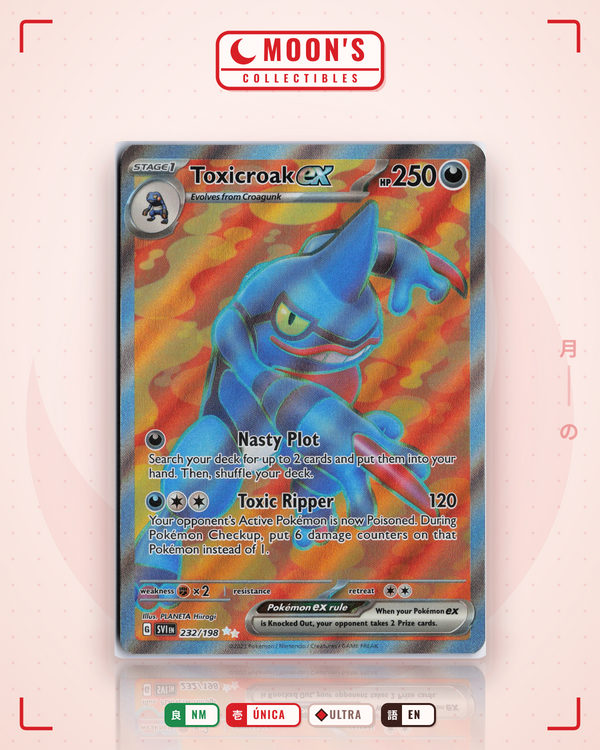 Carta Pokémon Toxicroak ex · Scarlet & Violet #232/198 (NM) — pieza única en Moon's Collectibles México