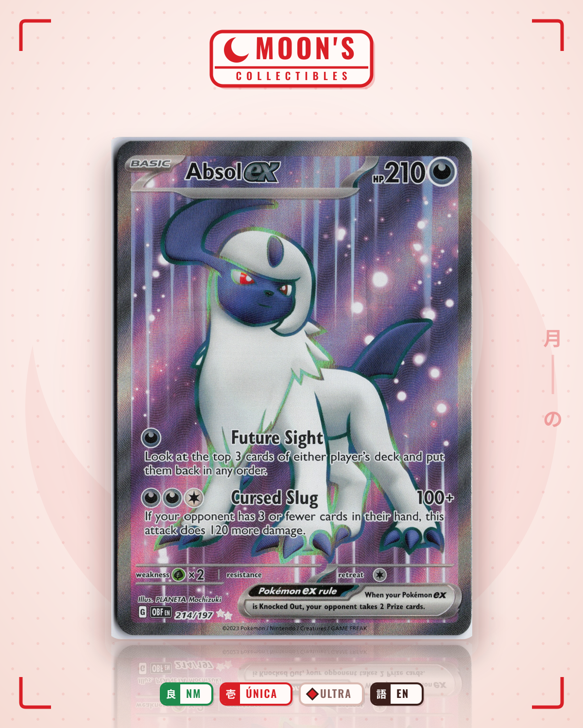 Carta Pokémon Absol ex · Obsidian Flames #214/197 (NM) — pieza única en Moon's Collectibles México
