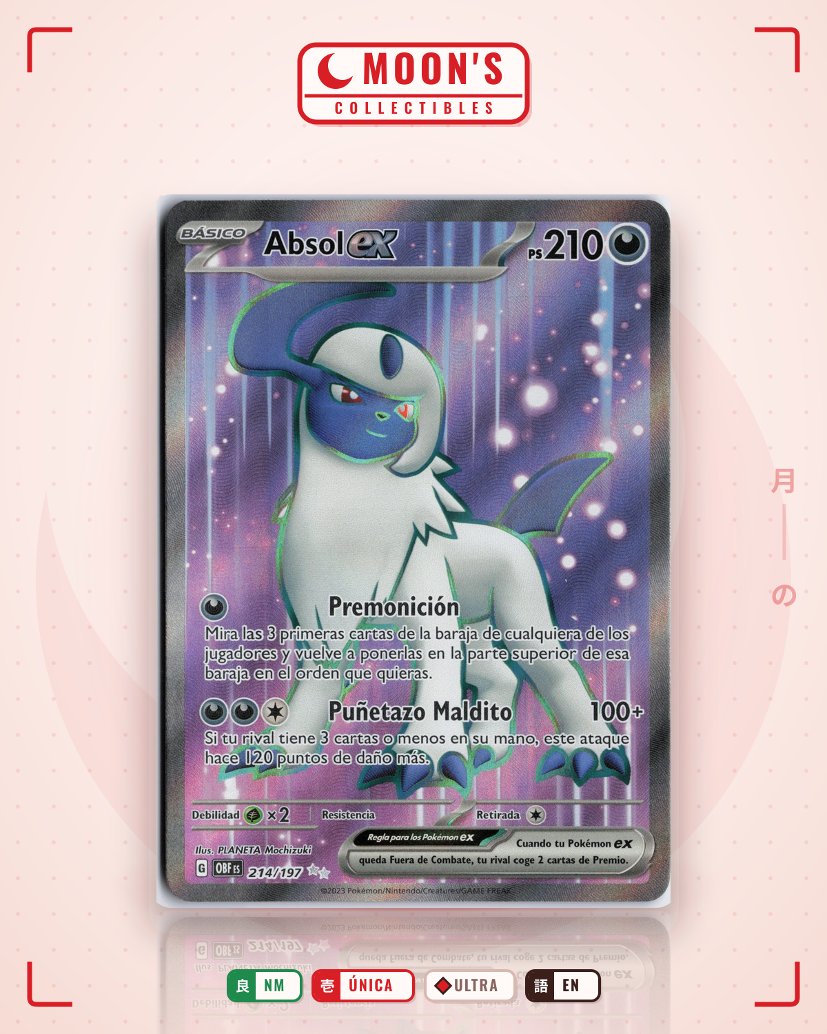 Carta Pokémon Absol ex · Obsidian Flames #214/197 (NM) — pieza única en Moon's Collectibles México