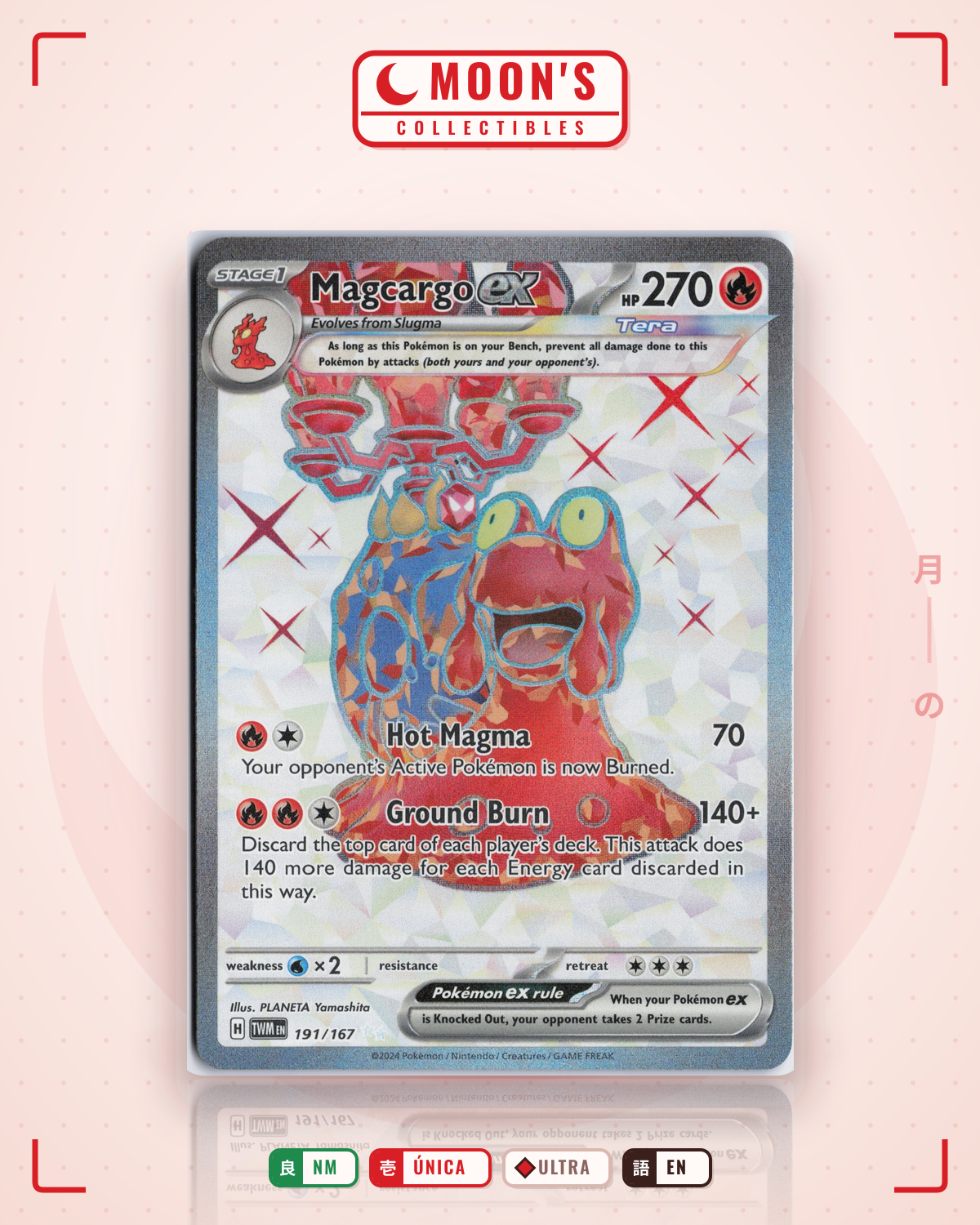 Carta Pokémon Magcargo ex · Twilight Masquerade #191/167 (NM) — pieza única en Moon's Collectibles México