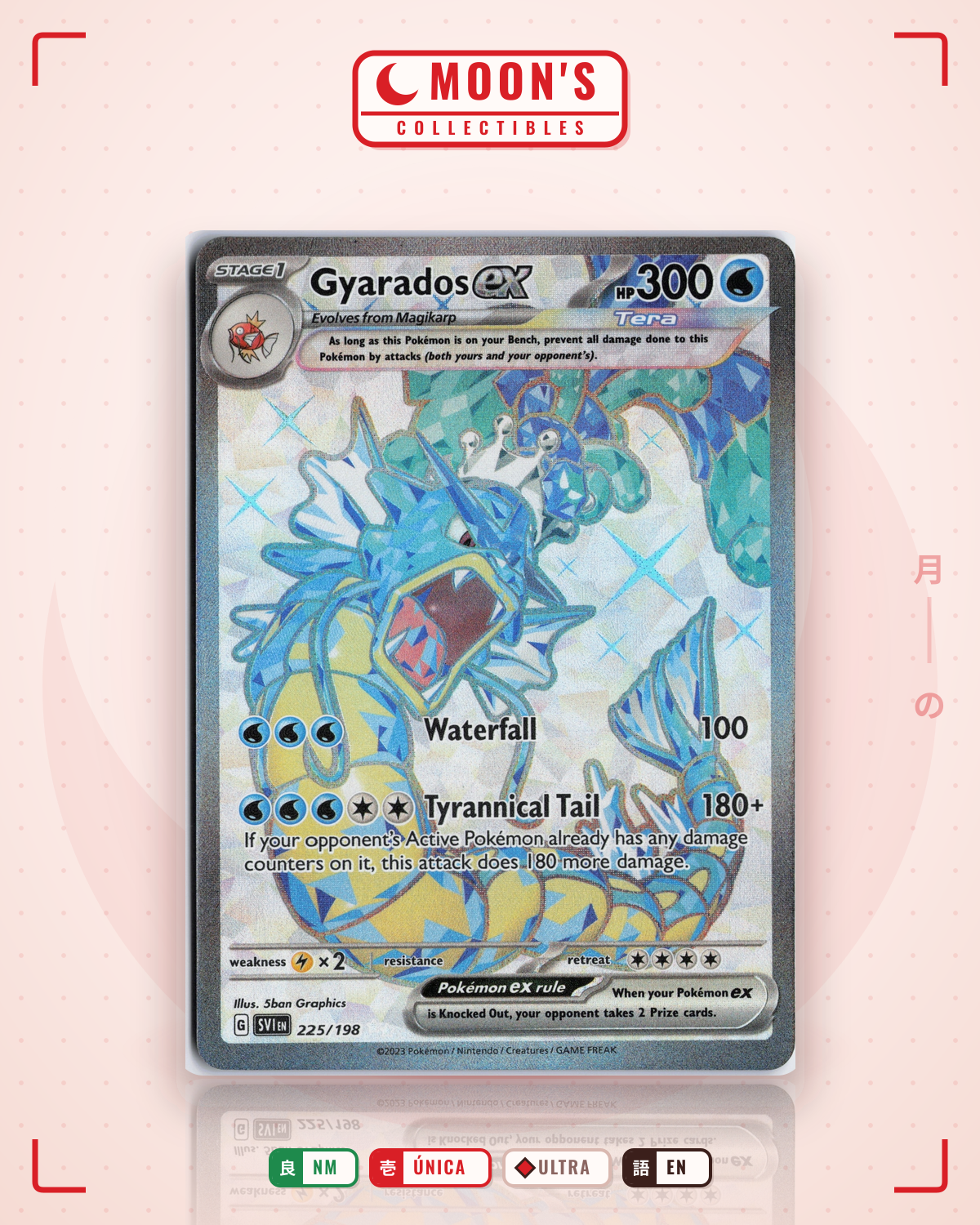 Carta Pokémon Gyarados ex · Scarlet & Violet #225/198 (NM) — pieza única en Moon's Collectibles México