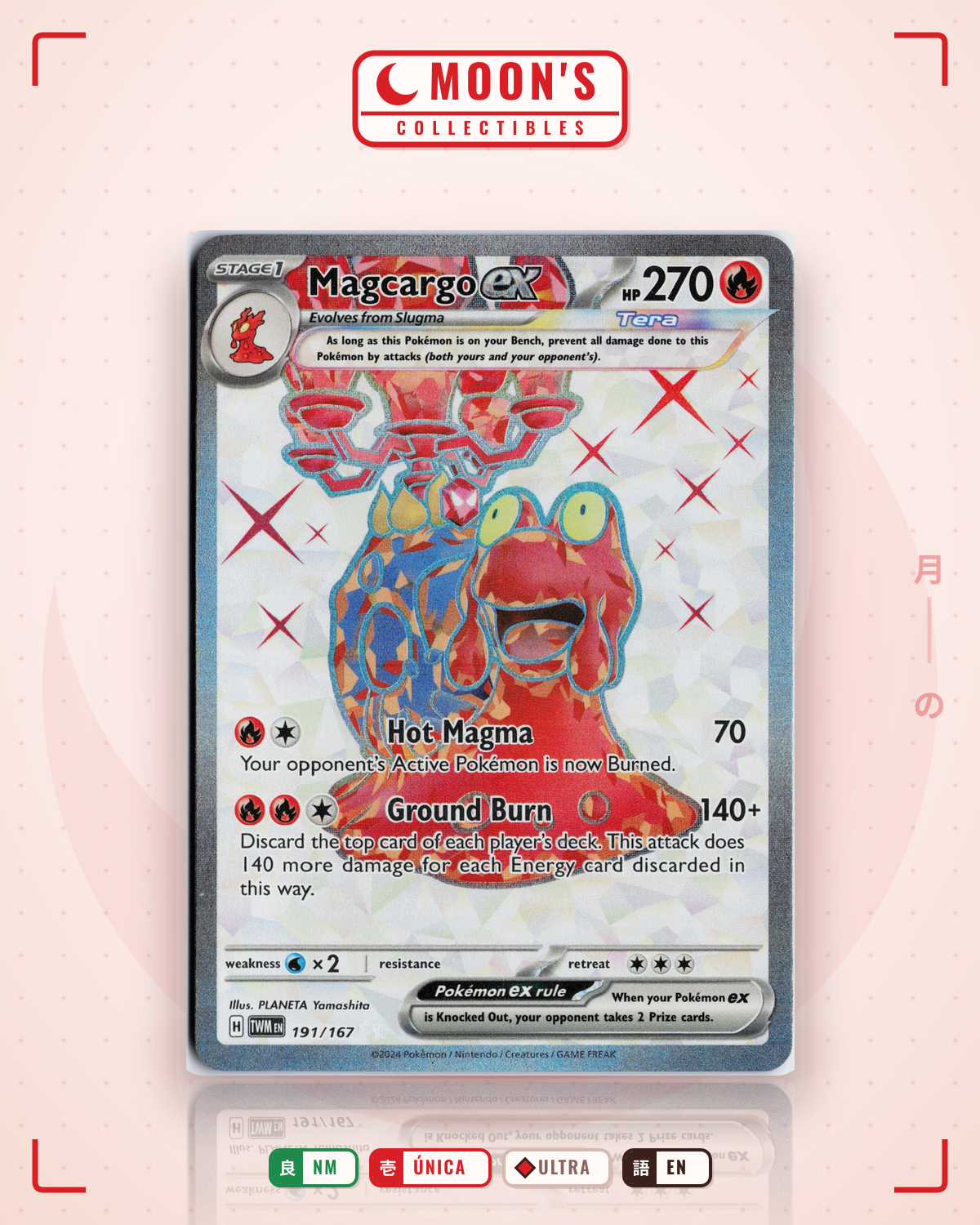 Carta Pokémon Magcargo ex · Twilight Masquerade #191/167 (NM) — pieza única en Moon's Collectibles México