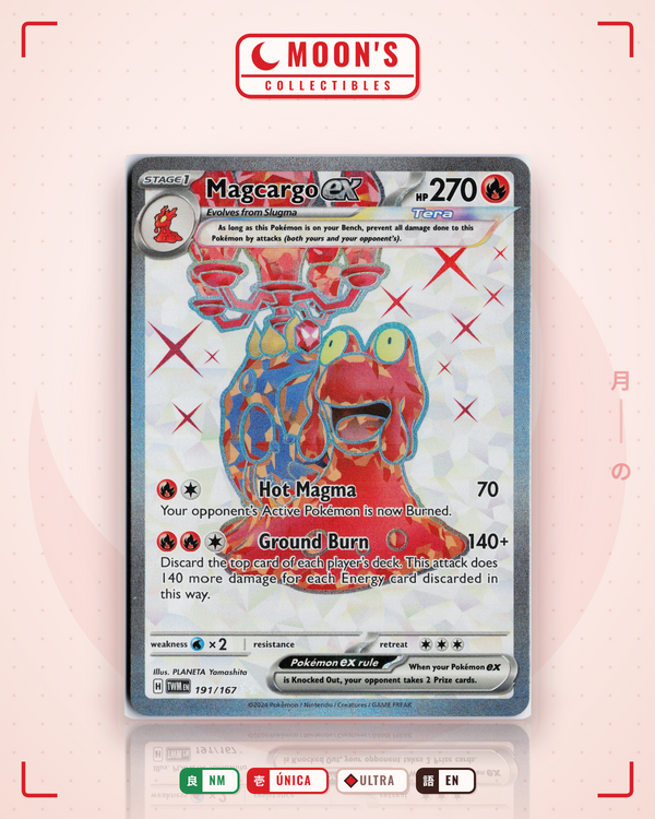 Carta Pokémon Magcargo ex · Twilight Masquerade #191/167 (NM) — pieza única en Moon's Collectibles México