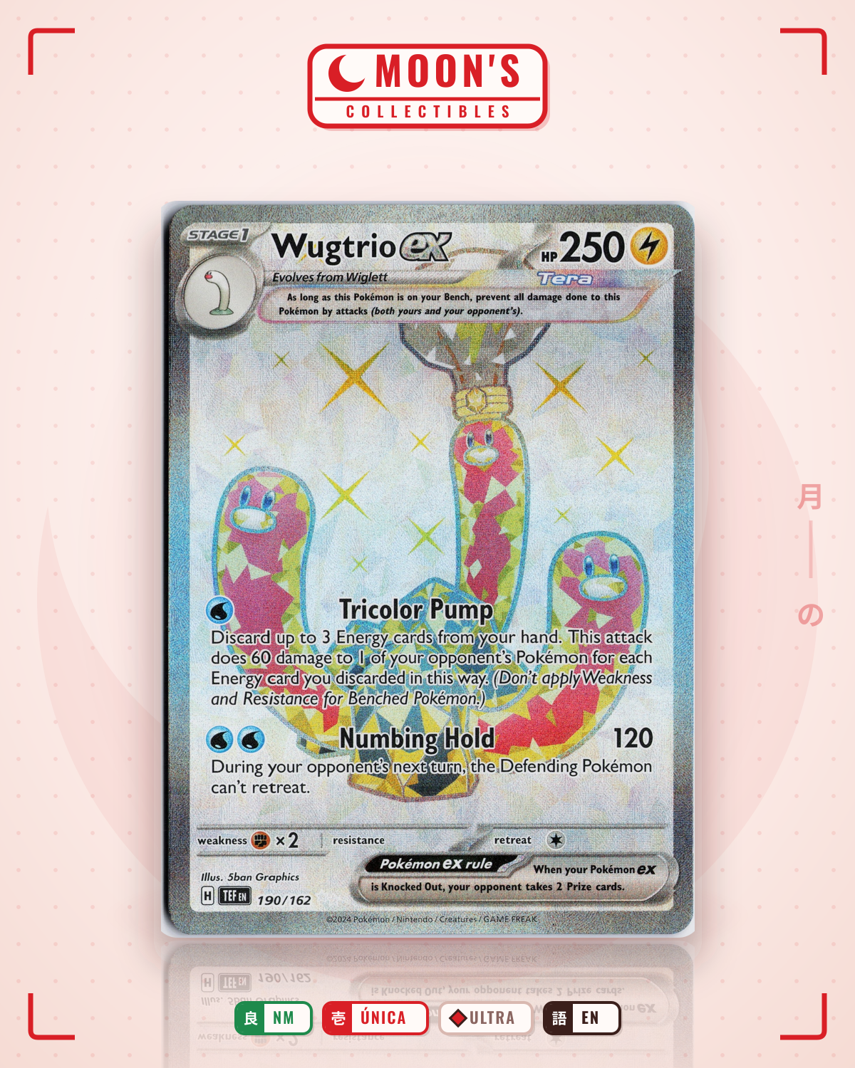 Carta Pokémon Wugtrio ex · Temporal Forces #190/162 (NM) — pieza única en Moon's Collectibles México