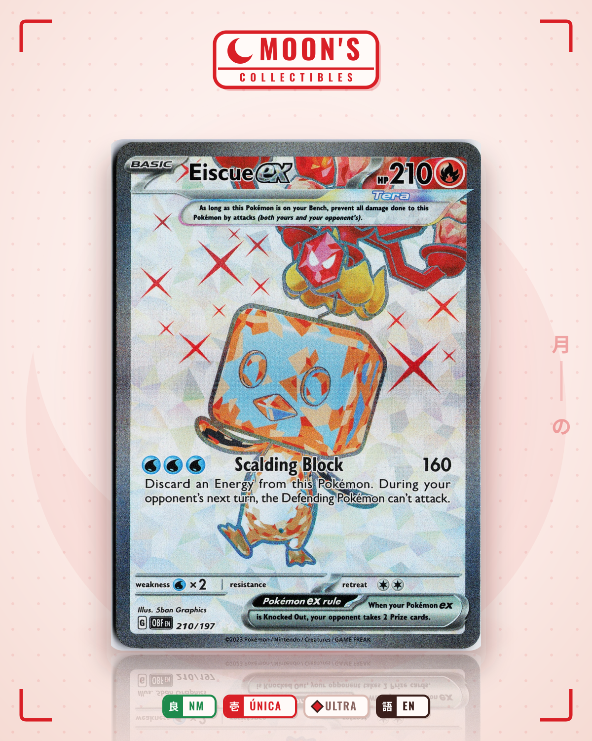 Carta Pokémon Eiscue ex · Obsidian Flames #210/197 (NM) — pieza única en Moon's Collectibles México