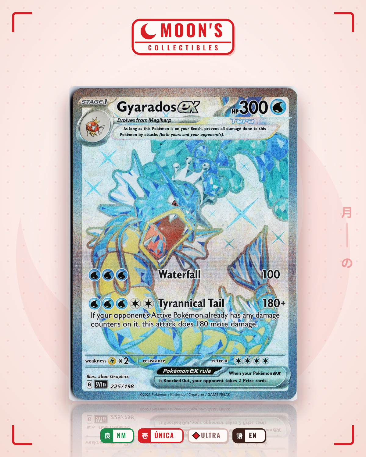 Carta Pokémon Gyarados ex · Scarlet & Violet #225/198 (NM) — pieza única en Moon's Collectibles México