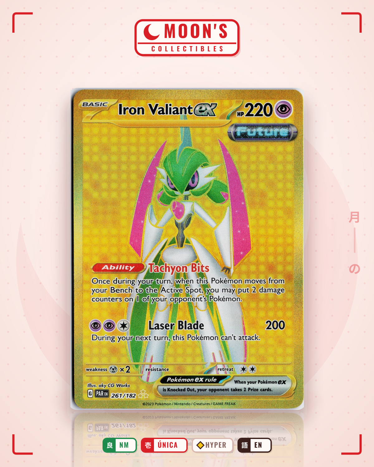 Carta Pokémon Iron Valiant ex · Paradox Rift #261/182 (NM) — pieza única en Moon's Collectibles México