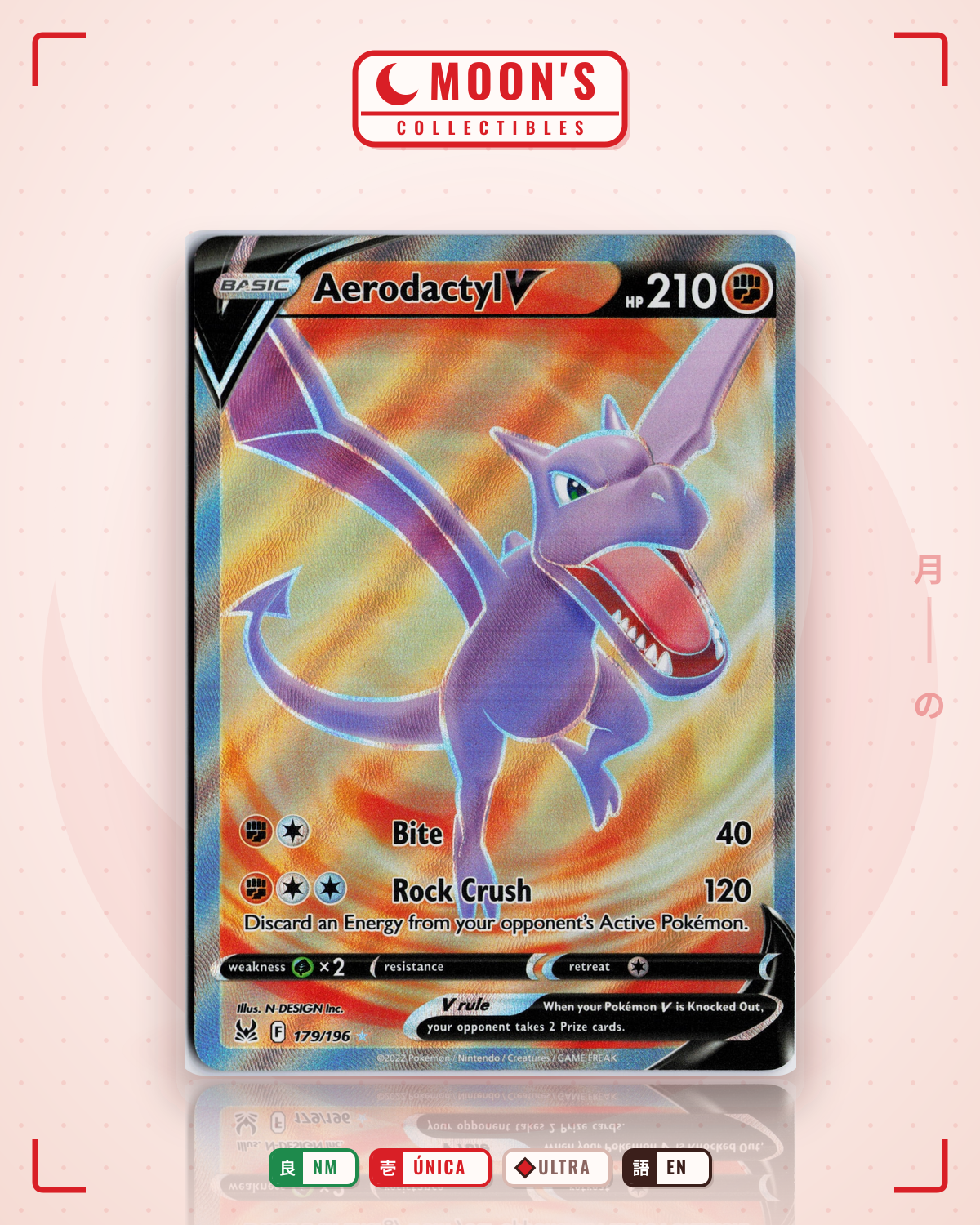 Carta Pokémon Aerodactyl V · Lost Origin #179/196 (NM) — pieza única en Moon's Collectibles México