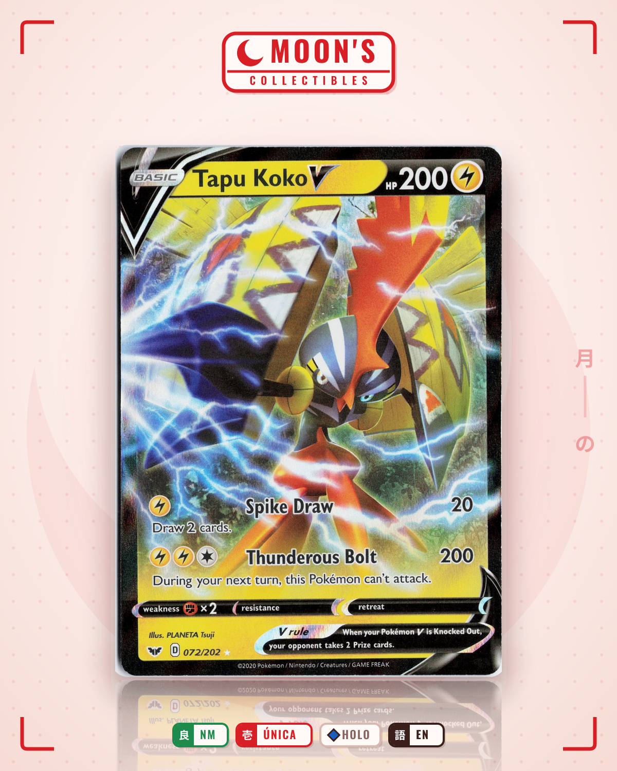 Carta Pokémon Tapu Koko V · Sword & Shield #072/202 (NM) — pieza única en Moon's Collectibles México