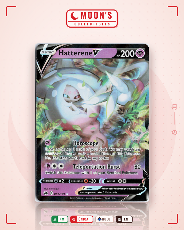 Carta Pokémon Hatterene V · Crown Zenith #065/159 (NM) — pieza única en Moon's Collectibles México