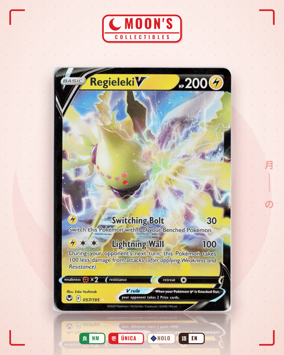 Carta Pokémon Regieleki V · Silver Tempest #057/195 (NM) — pieza única en Moon's Collectibles México