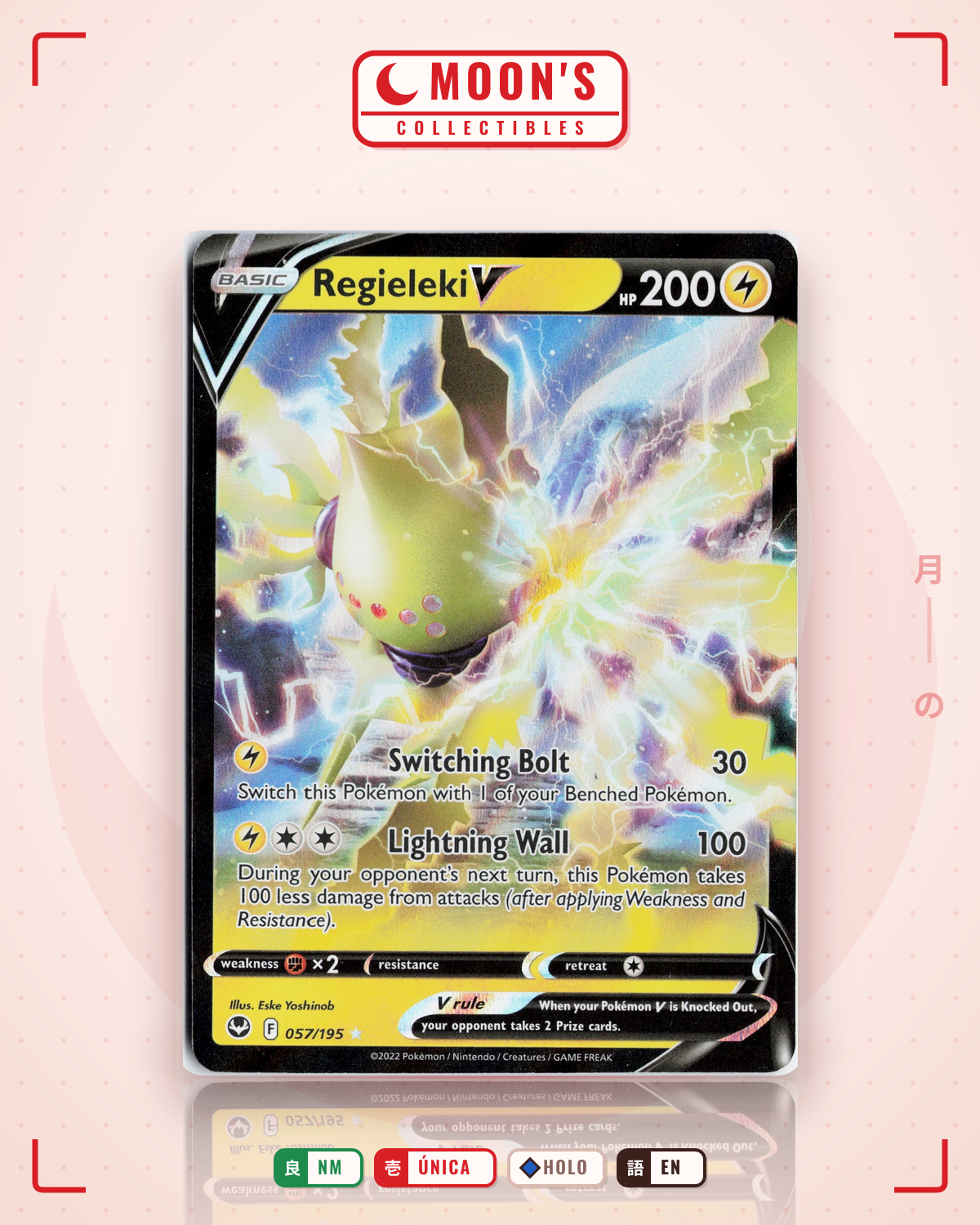 Carta Pokémon Regieleki V · Silver Tempest #057/195 (NM) — pieza única en Moon's Collectibles México