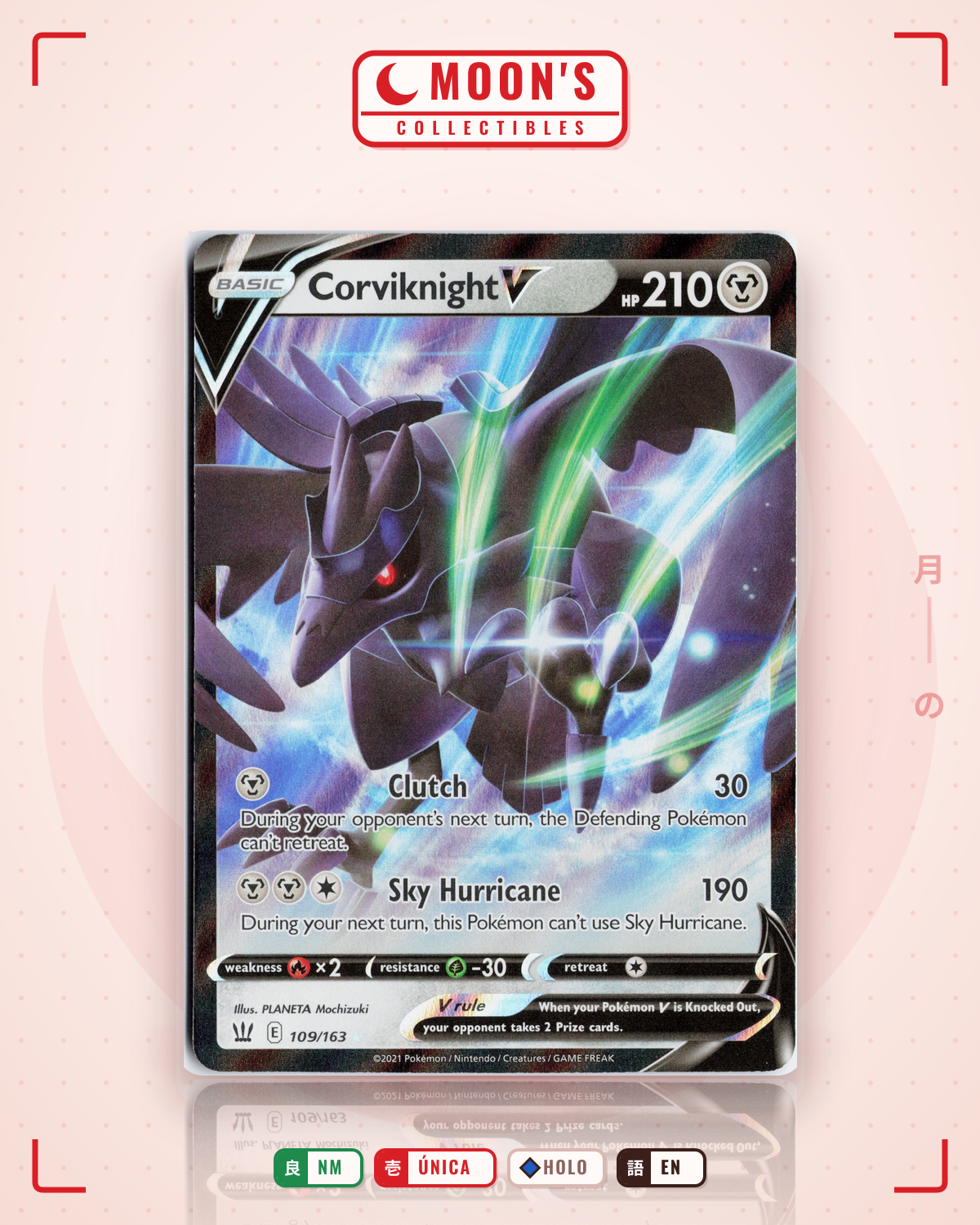 Carta Pokémon Corviknight V · Battle Styles #109/163 (NM) — pieza única en Moon's Collectibles México