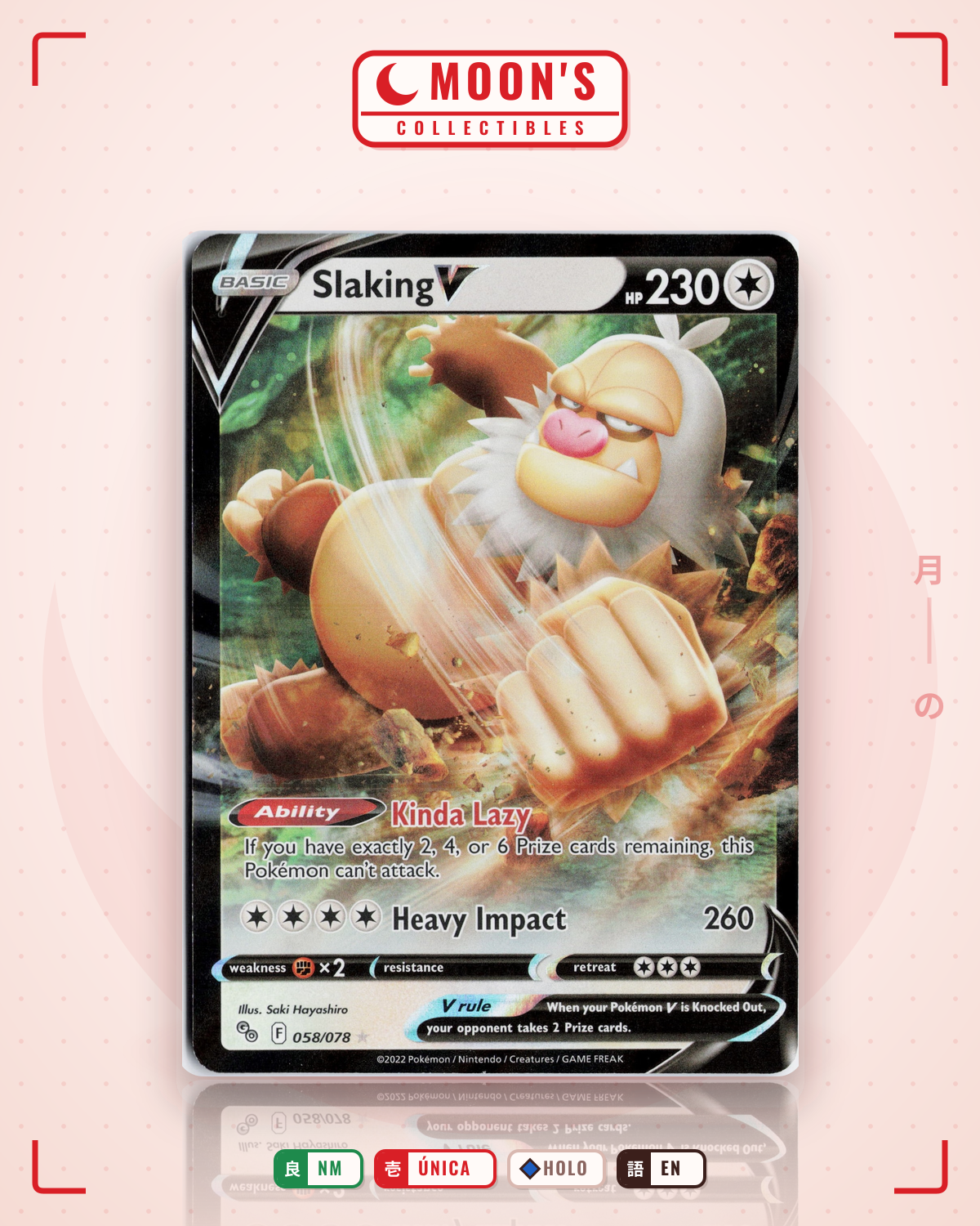 Carta Pokémon Slaking V · Pokémon GO #058/078 (NM) — pieza única en Moon's Collectibles México