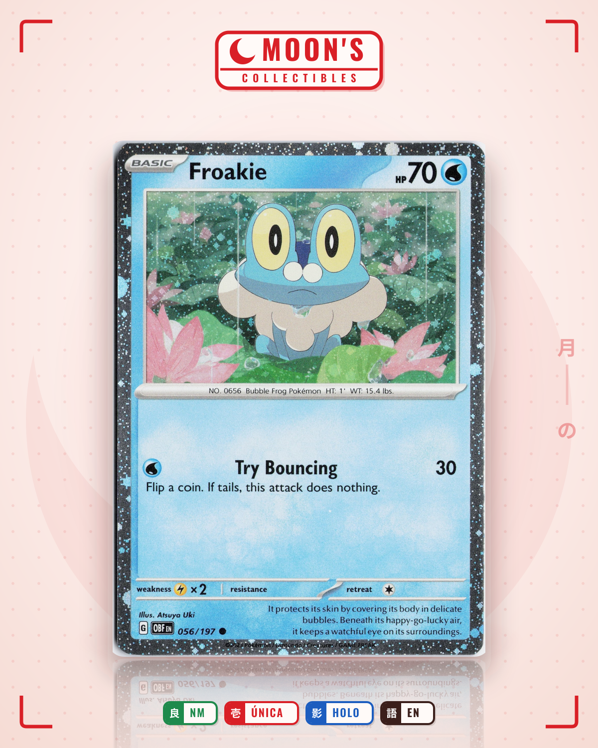 Carta Pokémon Froakie · Obsidian Flames #056/197 (NM) — pieza única en Moon's Collectibles México