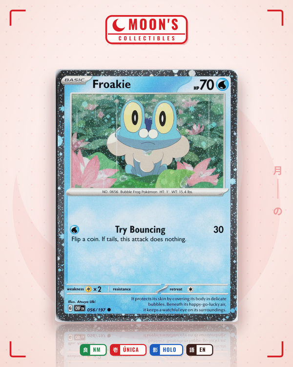 Carta Pokémon Froakie · Obsidian Flames #056/197 (NM) — pieza única en Moon's Collectibles México