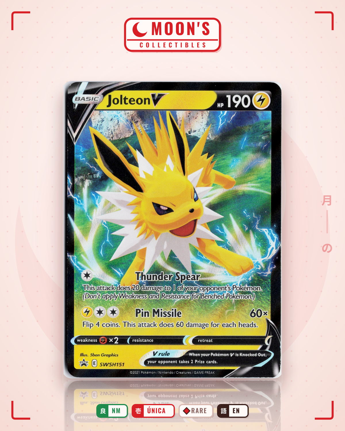 Carta Pokémon Jolteon V · SWSH Black Star Promos #SWSH151 (NM) — pieza única en Moon's Collectibles México
