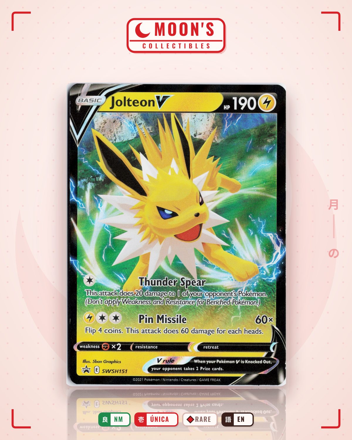 Carta Pokémon Jolteon V · SWSH Black Star Promos #SWSH151 (NM) — pieza única en Moon's Collectibles México