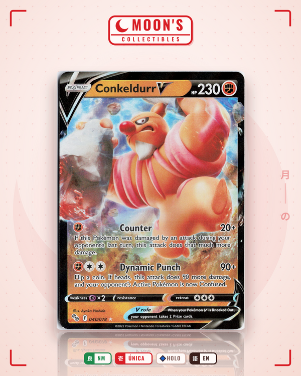 Carta Pokémon Conkeldurr V · Pokémon GO #040/078 (NM) — pieza única en Moon's Collectibles México