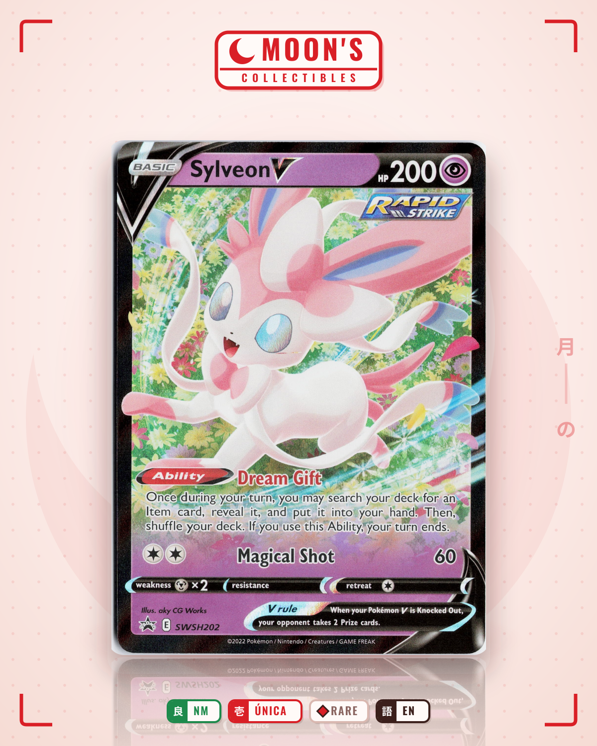Carta Pokémon Sylveon V · SWSH Black Star Promos #SWSH202 (NM) — pieza única en Moon's Collectibles México
