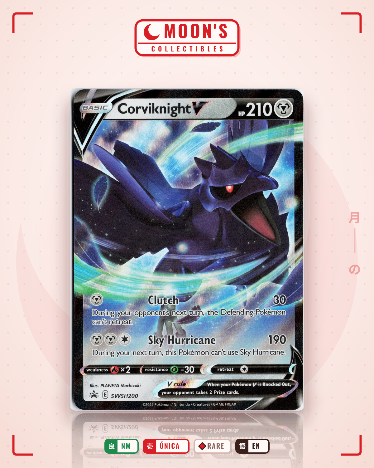 Carta Pokémon Corviknight V · SWSH Black Star Promos #SWSH200 (NM) — pieza única en Moon's Collectibles México