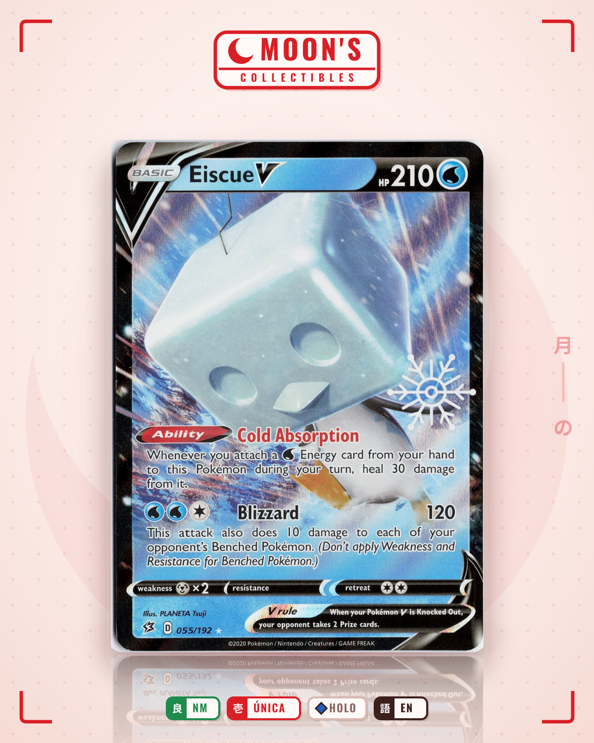 Carta Pokémon Eiscue V · Rebel Clash #055/192 (NM) — pieza única en Moon's Collectibles México
