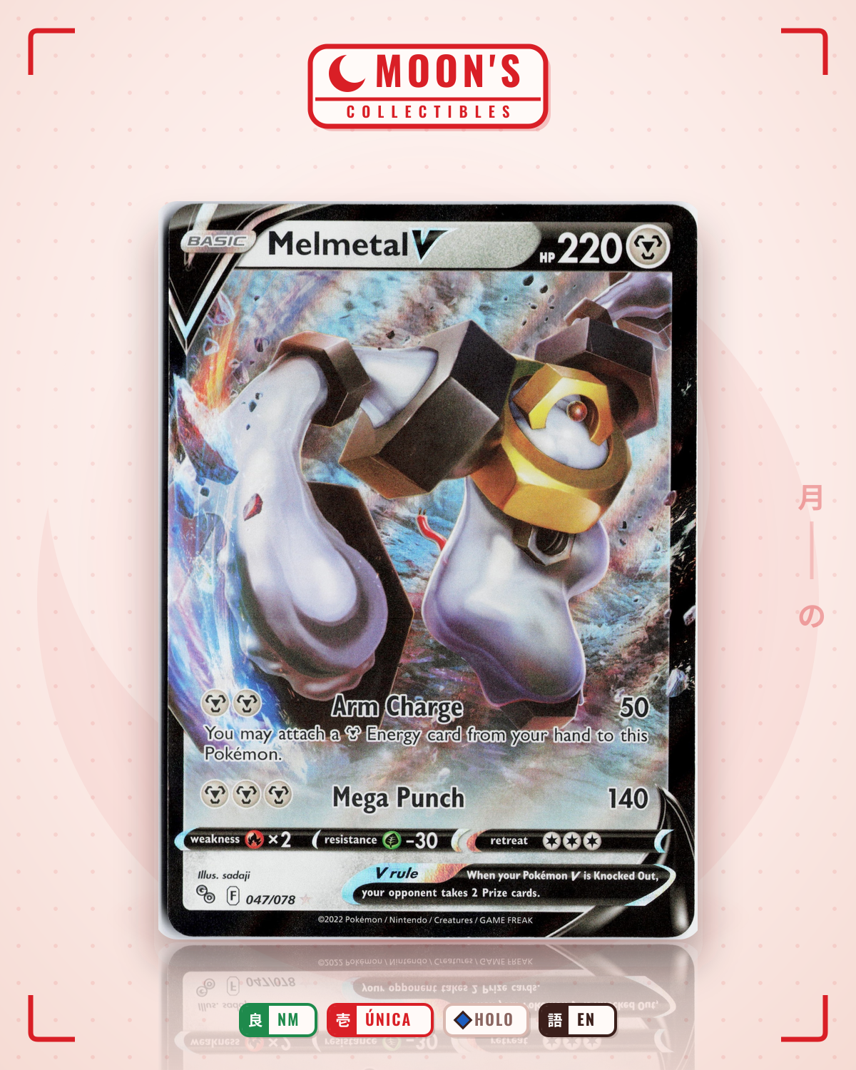 Carta Pokémon Melmetal V · Pokémon GO #047/078 (NM) — pieza única en Moon's Collectibles México