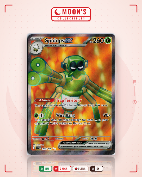 Carta Pokémon Spidops ex · Scarlet & Violet #223/198 (NM) — pieza única en Moon's Collectibles México