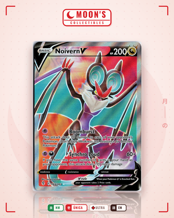 Carta Pokémon Noivern V · Evolving Skies #195/203 (NM) — pieza única en Moon's Collectibles México