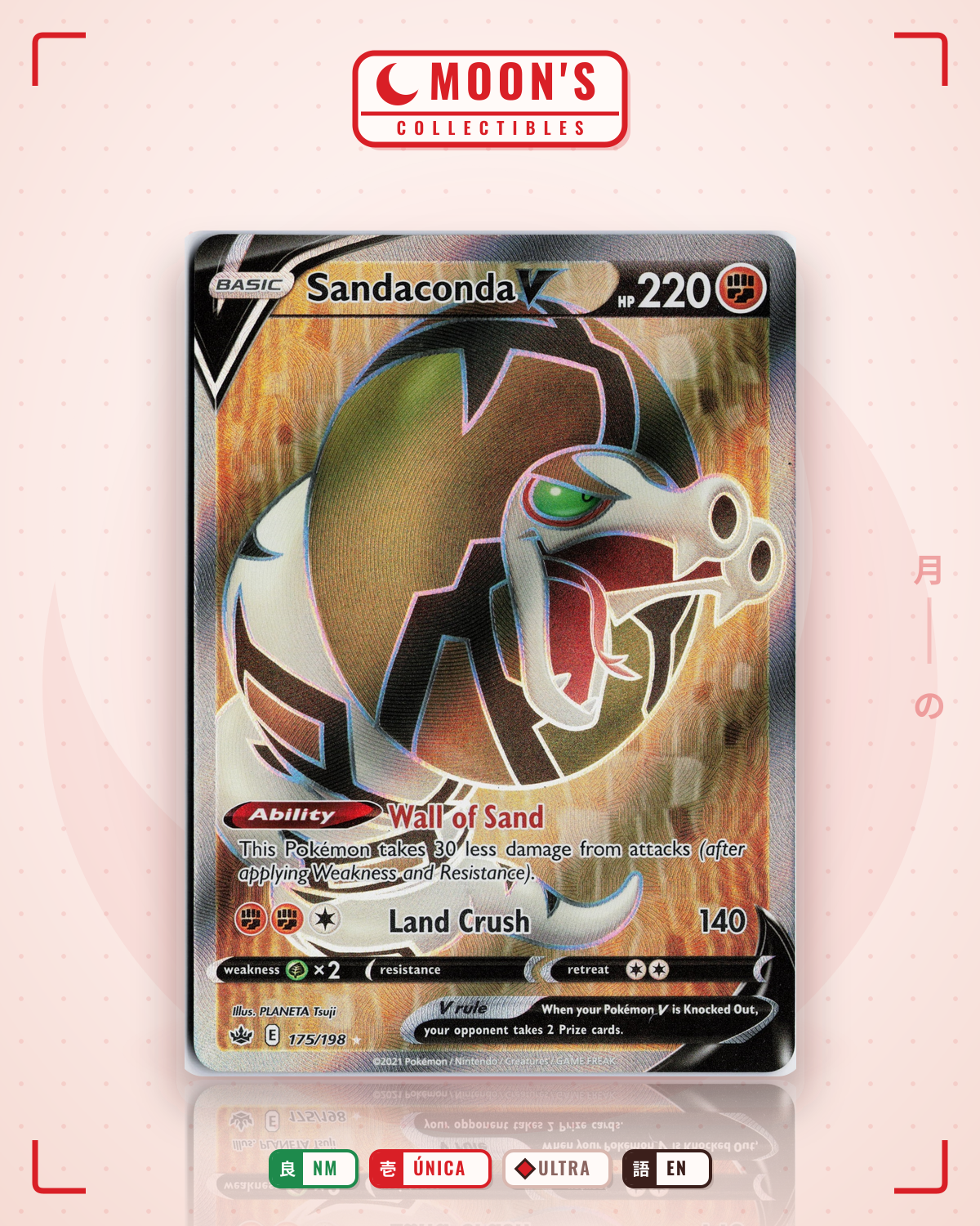 Carta Pokémon Sandaconda V · Chilling Reign #175/198 (NM) — pieza única en Moon's Collectibles México