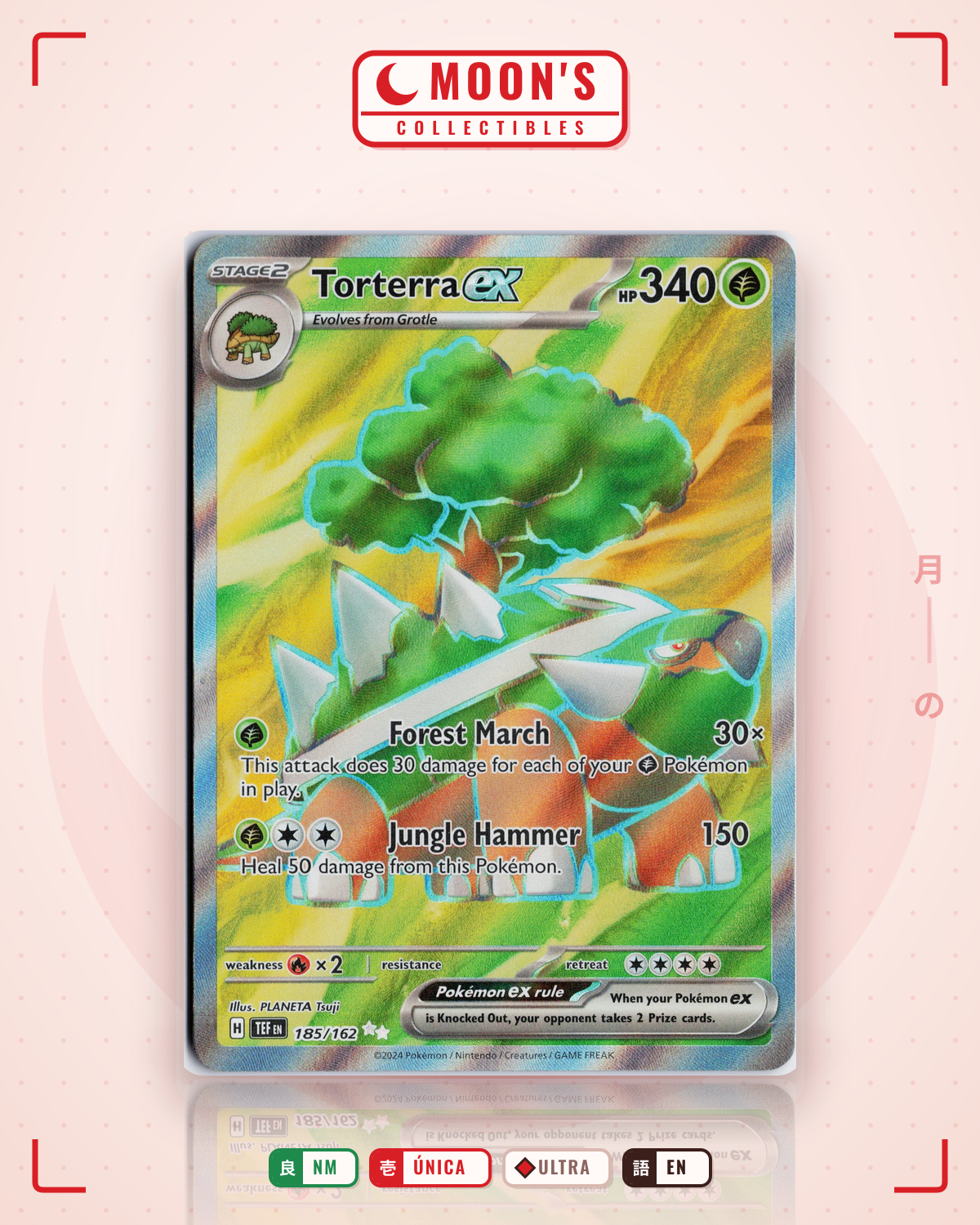 Carta Pokémon Torterra ex · Temporal Forces #185/162 (NM) — pieza única en Moon's Collectibles México
