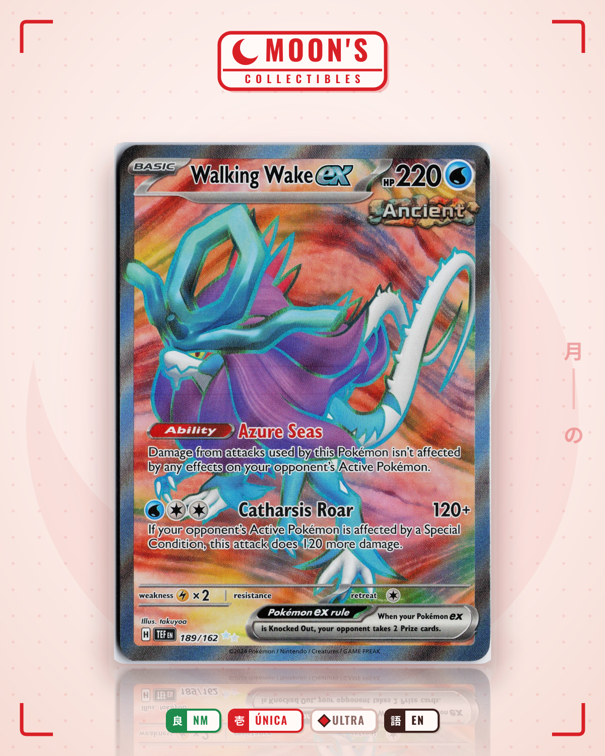 Carta Pokémon Walking Wake ex · Temporal Forces #189/162 (NM) — pieza única en Moon's Collectibles México