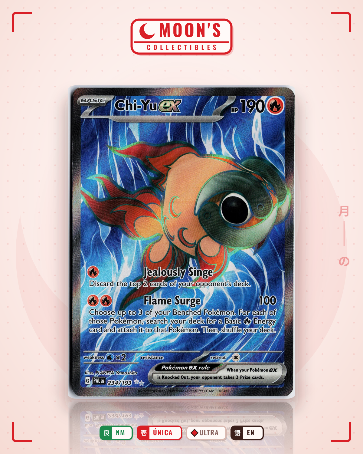 Carta Pokémon Chi-Yu ex · Paldea Evolved #234/193 (NM) — pieza única en Moon's Collectibles México