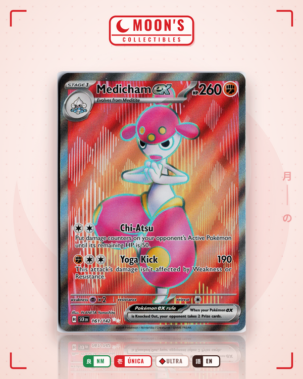 Carta Pokémon Medicham ex · Stellar Crown #161/142 (NM) — pieza única en Moon's Collectibles México
