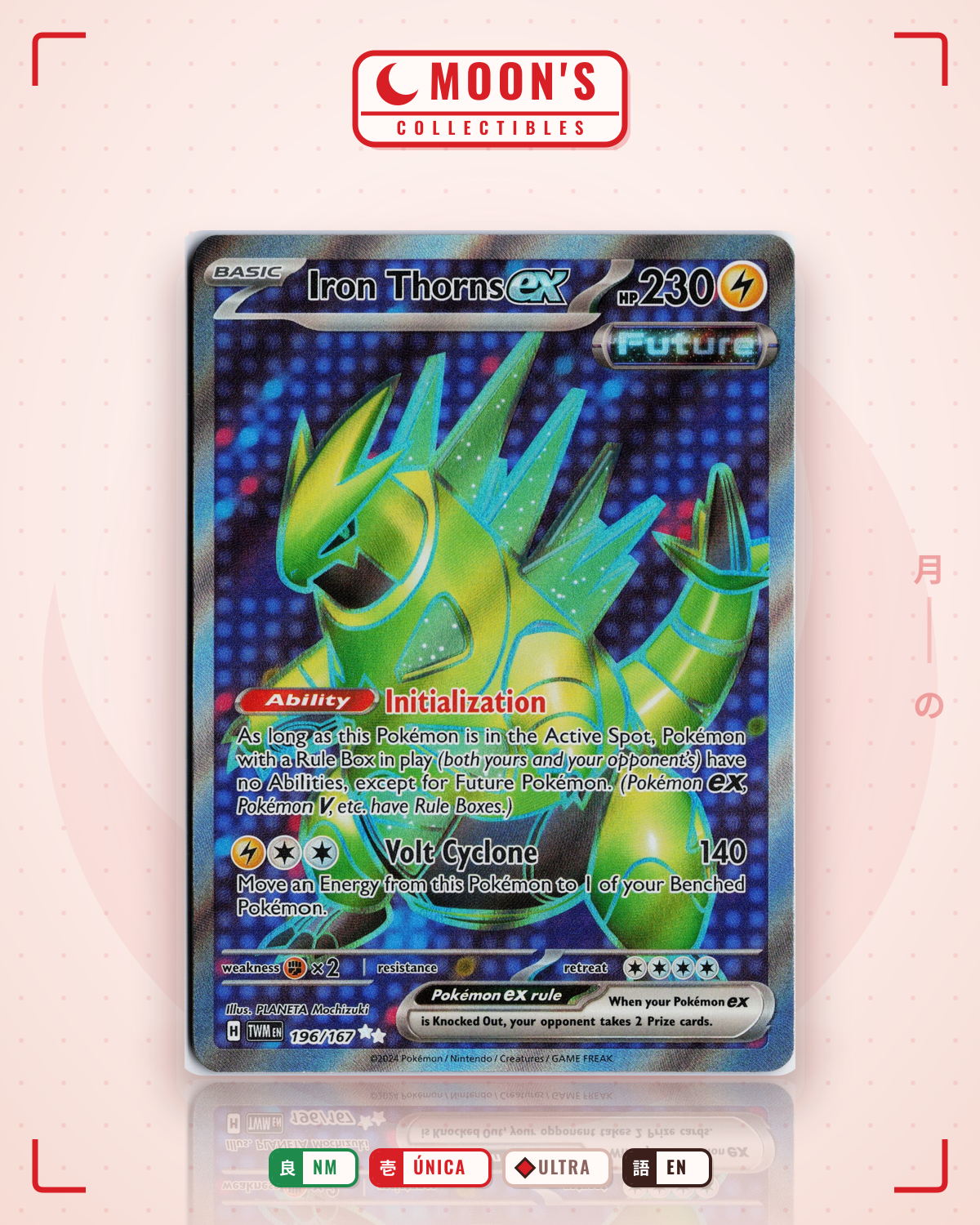 Carta Pokémon Iron Thorns ex · Twilight Masquerade #196/167 (NM) — pieza única en Moon's Collectibles México